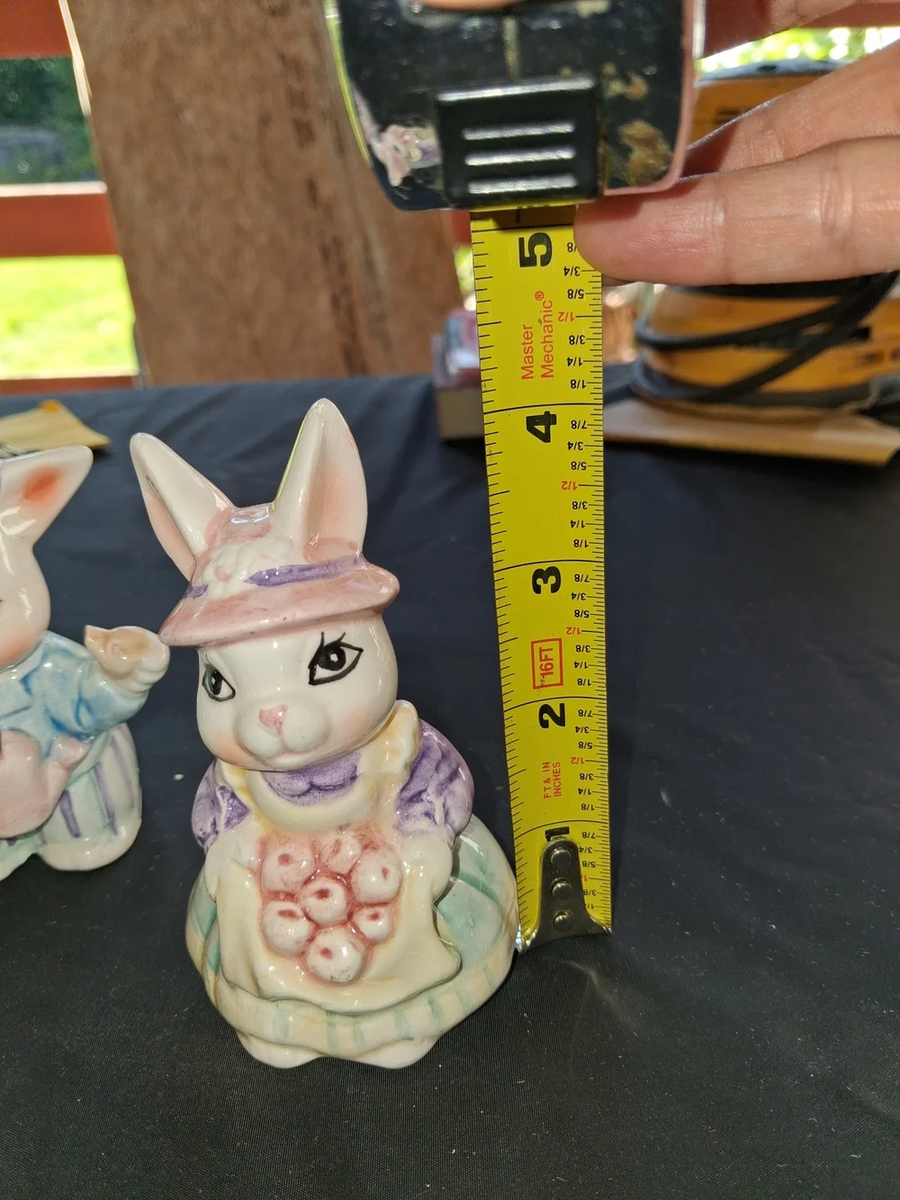 Vintage Ceramic Bunny Salt and Pepper Shakers - Pastel Multicolor